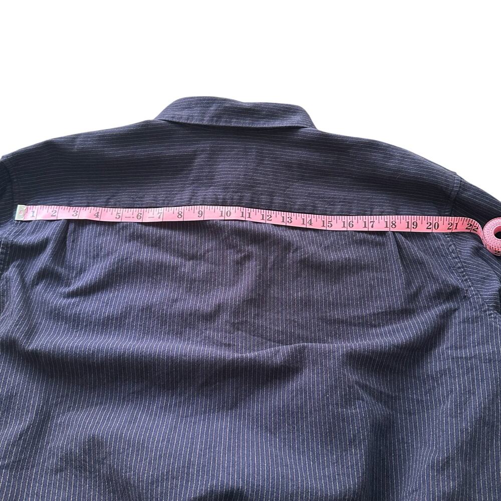 Claiborne Men Long Sleeve Navy Blue Pinstripe Button Front Shirt Size 2XLT - Picture 5 of 8